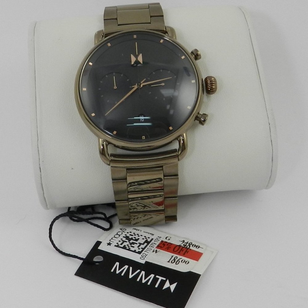 MVMT Men's Chronograph Blacktop Taupe-Tone Stainless Steel Bracelet Watch 47mm